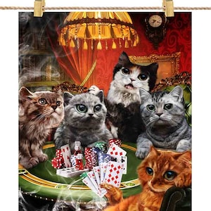 Chat jouant aux cartes de poker - Poster, art mural, décoration d'intérieur et carte postale - PrintStarTee