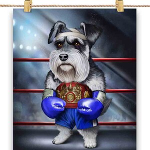 Champion de boxe Scottish Terrier Dog Fighter - Poster, Art mural, décoration d'intérieur et carte postale - PrintStarTee