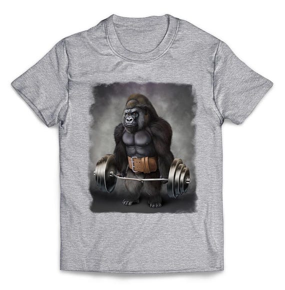 Men's Tshirt Tee Weightlifting Gorilla Chimpanzee For Youth Men's Tshirt Tee Weightlifting Gorilla Chimpanzee For Youth