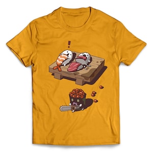 Sushi in a Frenzy of Rage on Halloween, Short-Sleeve Unisex T-Shirt, 20 Colors, Sizes S-4XL + Youth Sizes, PrintStarTee