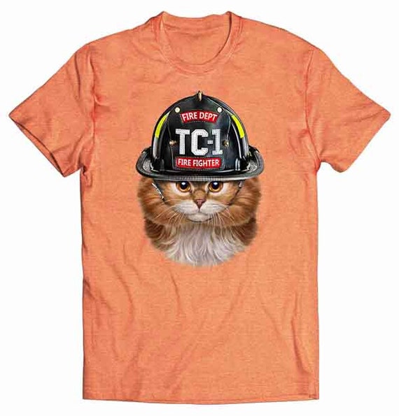Heroic Orange Tabby Cat wearing Firefighter Helmet Etsy