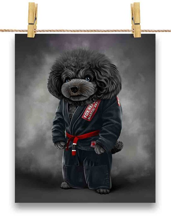 Black Poodle Dog Judo Karate Master in Black Judogi Custom Etsy