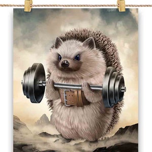 Haltérophilie entraînement musculaire hérisson - impression d'affiche, art mural, décoration d'intérieur et carte postale - PrintStarTee