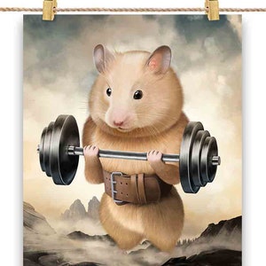Monster Hamster Haltérophilie Exercice Fitness Gym - Impression d’affiche, Art mural, Décoration intérieure et Carte postale - PrintStarTee