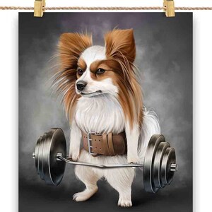 Entraînement musculaire pour chien Papillon avec Barbell Shrug Bar Fitness Gym - Impression d’affiche, art mural, décoration intérieure et carte postale - PrintStarTee