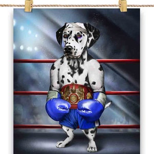 Champion de boxe dalmatien dog Fighter - affiche, art mural, décoration d'intérieur et carte postale - PrintStarTee