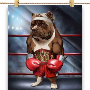 Champion de boxe Tan Pit bull Dog Fighter - Impression d’affiche, art mural, décoration intérieure et carte postale - PrintStarTee
