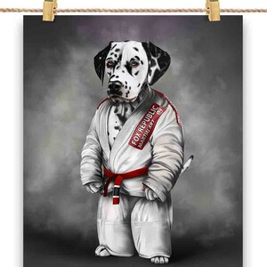 Artiste martial dalmatien en judogi blanc : judo et karaté - impression d'affiche, art mural, décoration d'intérieur et carte postale - PrintStarTee