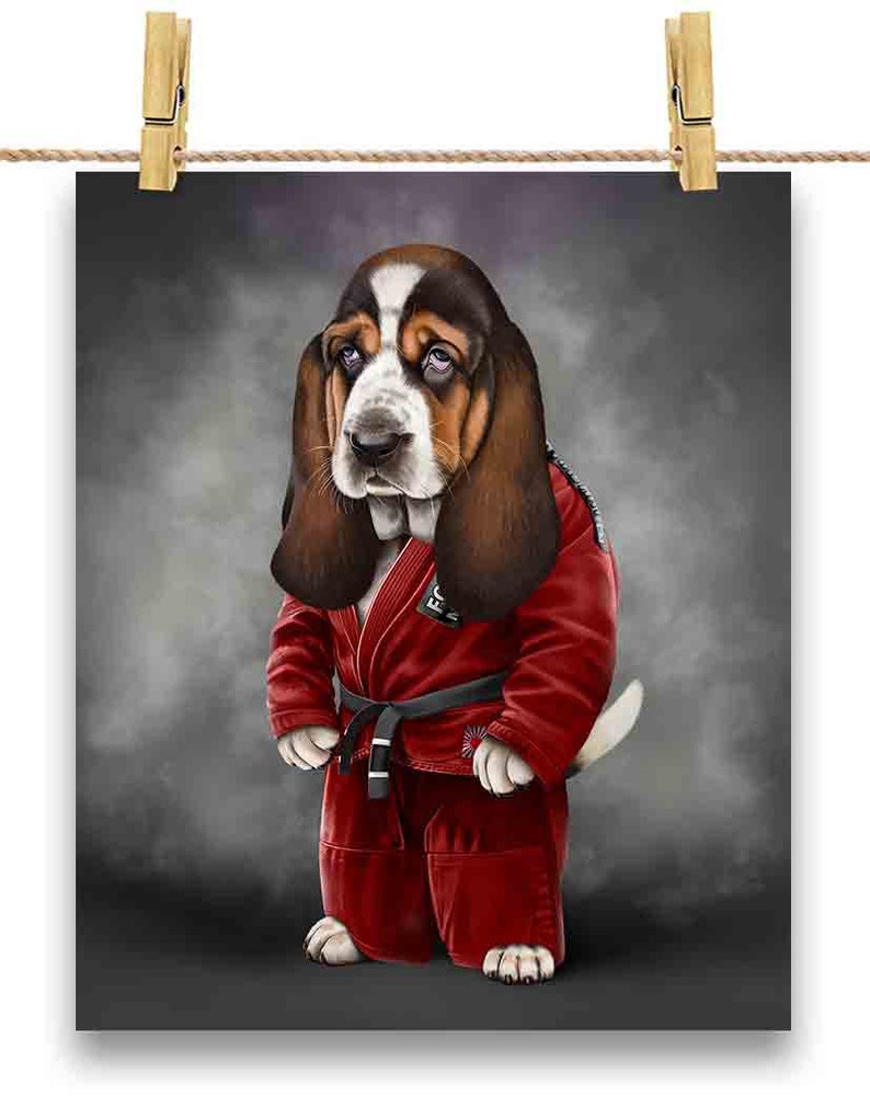 Basset Hound Dog Judo Karate Master in Red Judogi Custom Etsy