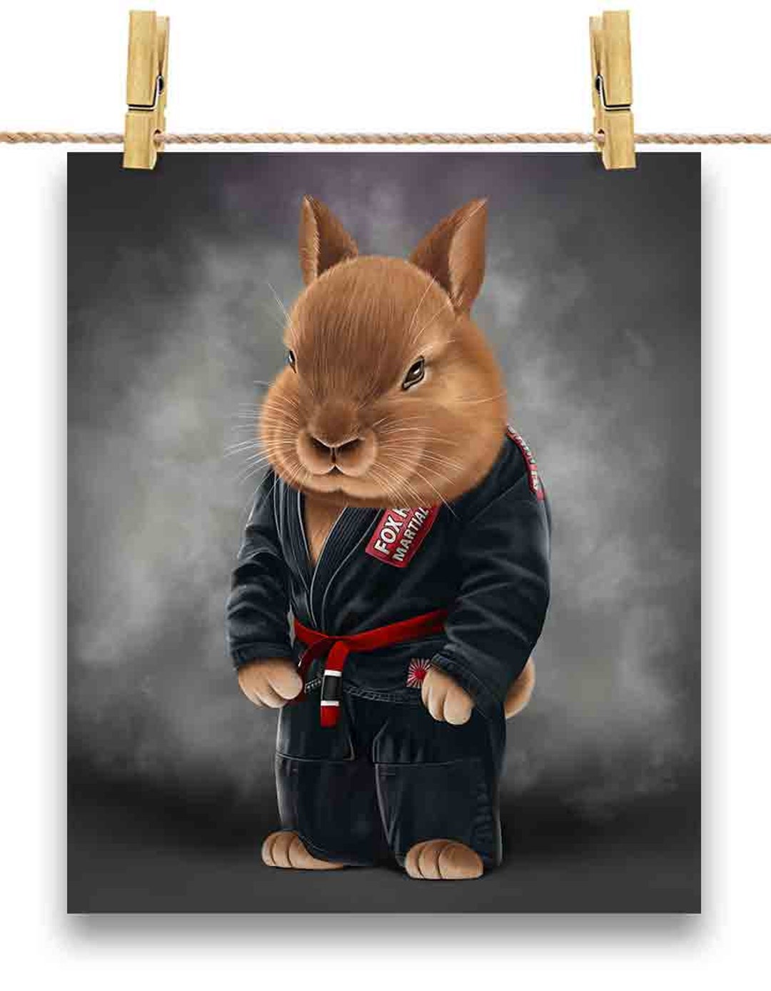 Rabbit Martial Artist in Black Judogi: Judo & Karate - Poster Print ...