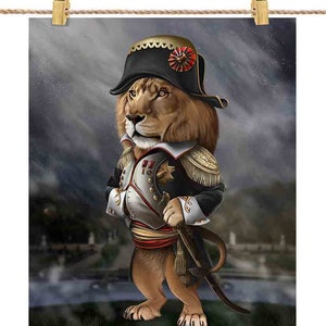 Lion as Napoleon Bonaparte of France - Poster Print, Wall Art, Home Decor, and Postcard - PrintStarTee