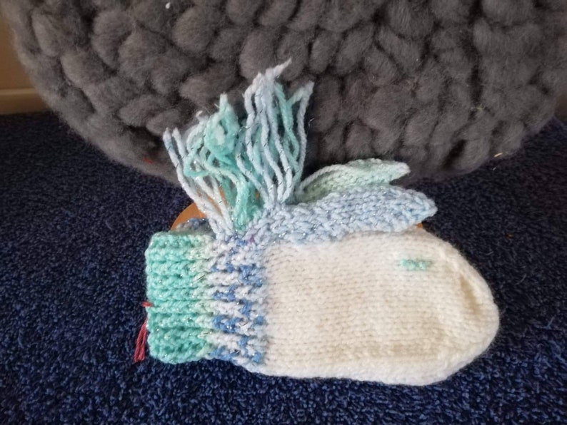 mittens to fit age 5-7 years Hand Knitted unicorn