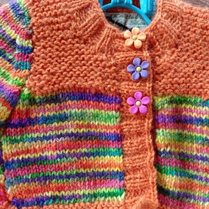 Bright Striped, Hand Knitted Woollen Childrens Cardigan