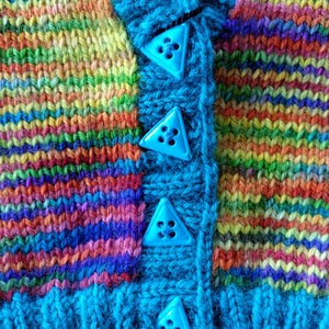 Bright Striped, Hand Knitted Woollen Childrens Cardigan