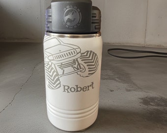 Kids Small Water Bottle Stainless Steel Vacuum Double Wall Insulated with Laser Engraved Monster Truck Design Can be Personalized 16 Colors