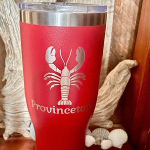Towns of Cape Cod Lobster Travel Pilsner Cup Laser Engraved  Double Wall Insulated Can be Personalized 14 Ounce Capacity 17 Colors