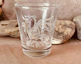 Welsh Dragon Shot Glass Can be Personalized