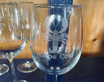 Lobster Wine Glass with Stem Laser Engraved Can be Personalized Choose from  6 Sizes