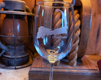 Cape Cod Towns Map Outline All Purpose Stemmed Wine Glass Laser Engraved Can be Personalized 3 Sizes Available