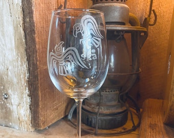 Huginn and Muninn Viking Ravens Wine Glass Laser Engraved Can be Personalized Choose from 12 14 16 Ounces