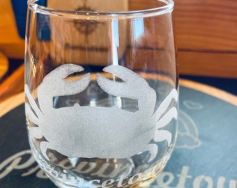 Crab Stemless Wine Glass 3 Sizes Available