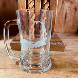 Cape Cod Karte Glas Bierkrug mit Lasergravur kann personalisiert werden 16 Unzen