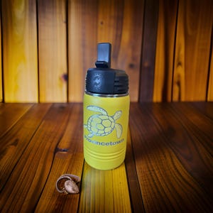 Kids Small Water Bottle Stainless Steel Vacuum Double Wall Insulated with Laser Engraved Sea Turtle Design Can be Personalized 16 Colors