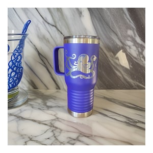 Octopus Travel Mug with Handle  Slider Lid 20 Ounce Polar Camel Vacuum Double Wall  Insulated Laser Engraved Can be Personalized 17 Colors