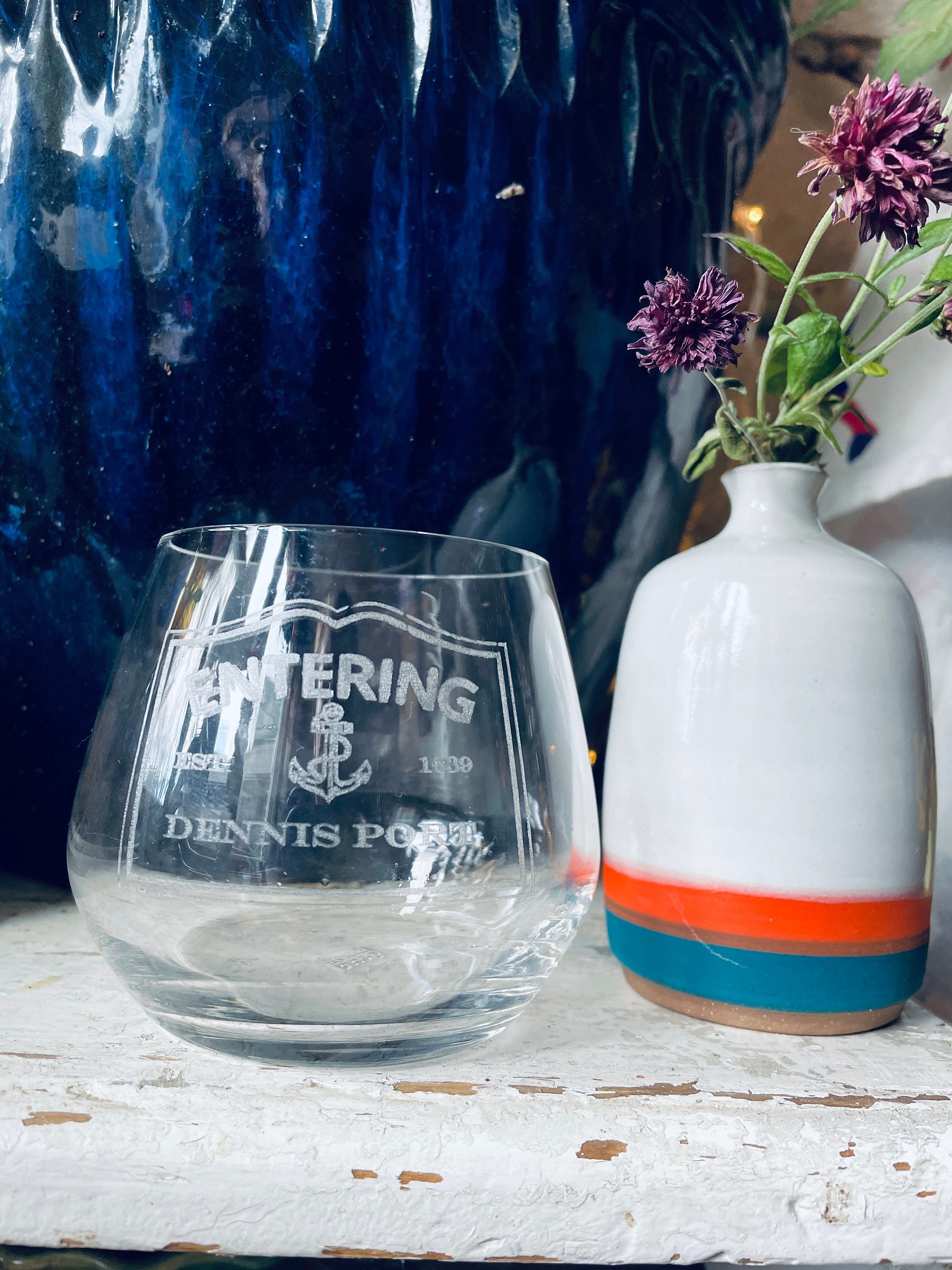Entering Cape Cod Towns 12 Ounce Stemless Glass Great for Wine Whiskey Cocktails and Mocktails Can Be Personalized