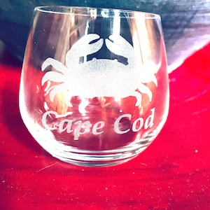 Crab Stemless Glass Laser Engraved Can Be Personalized Great for Wine Whiskey or Cocktails