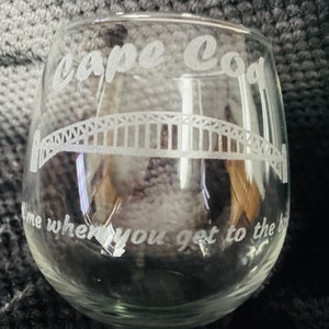 Verre à vin Cape Cod, appelez-moi quand vous arrivez au pont XL d'une capacité de 16,75 onces sans pied, gravé au laser, peut être personnalisé