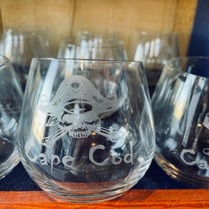 Pirate 12 Ounce Stemless Glass Laser Engraved Can Be Personalized  Great for Wine Whiskey Straight Up Small Cocktails