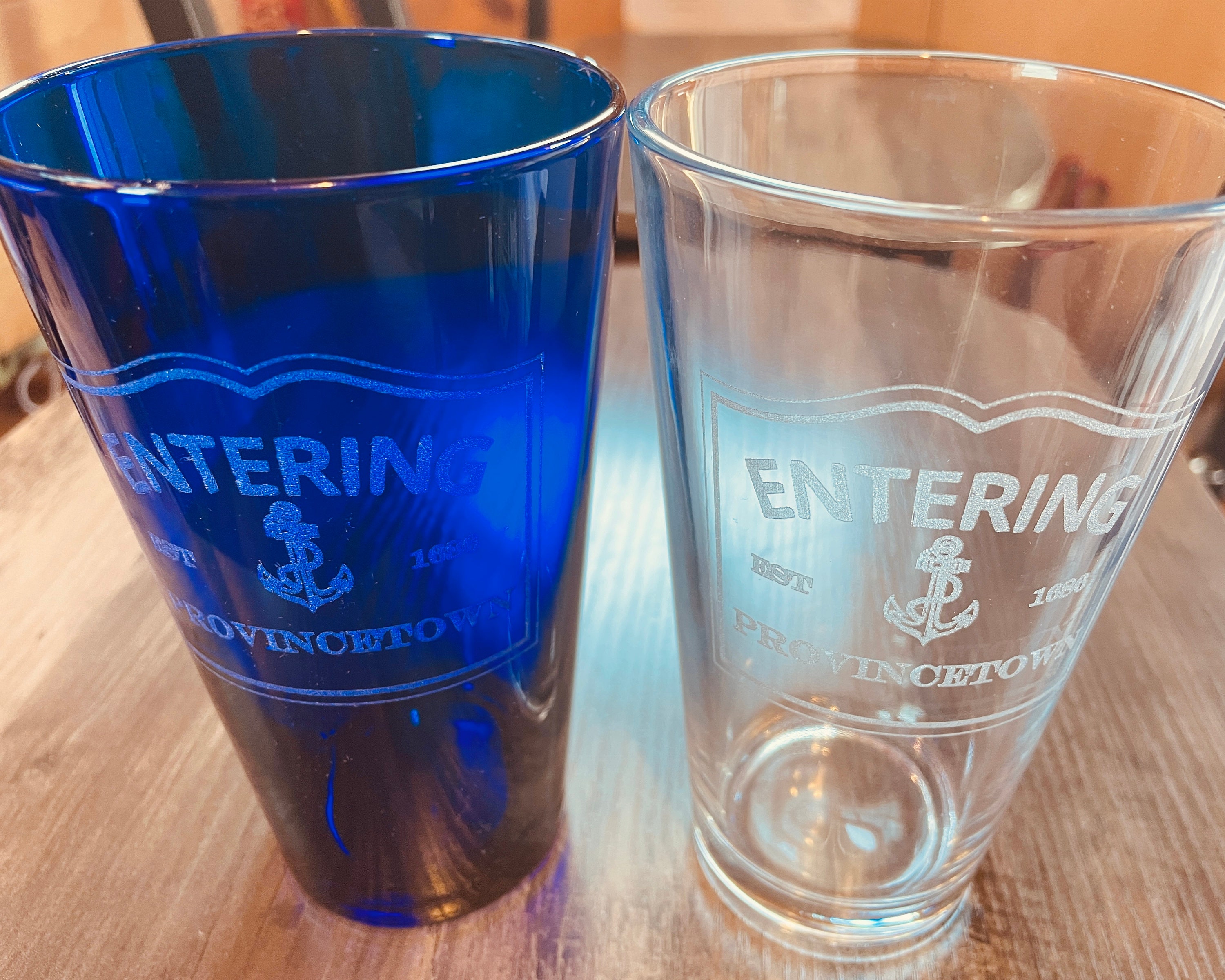 Entering Cape Cod Towns Pint Mixing Glass With Compass Rose Etsy