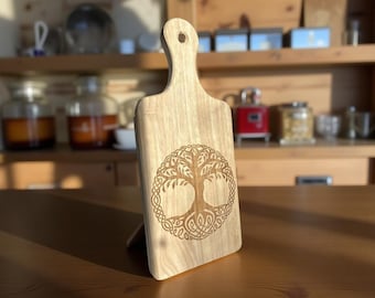 Tree of Life Wooden Cutting Board Natural Rubberwood 3 Sizes Available