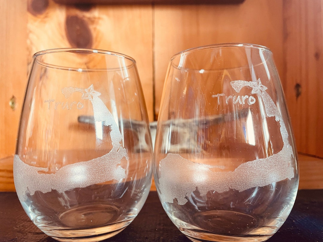 Cape Cod Town Map Outline Tall Stemless Wine Glass Holds 12 Ounces Can