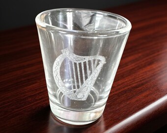 Irish Harp Shot Glass Can Be Personalized
