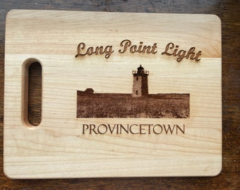 Long Point Lighthouse Provincetown Cutting Board with Handle 8 x 12" Made from USA Maple Can Be Personalized