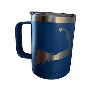 Cape Cod Karte Tasse mit Schiebedeckel 15 Unzen Polarkamel Vakuumisoliert, Laser graviert, kann personalisiert werden