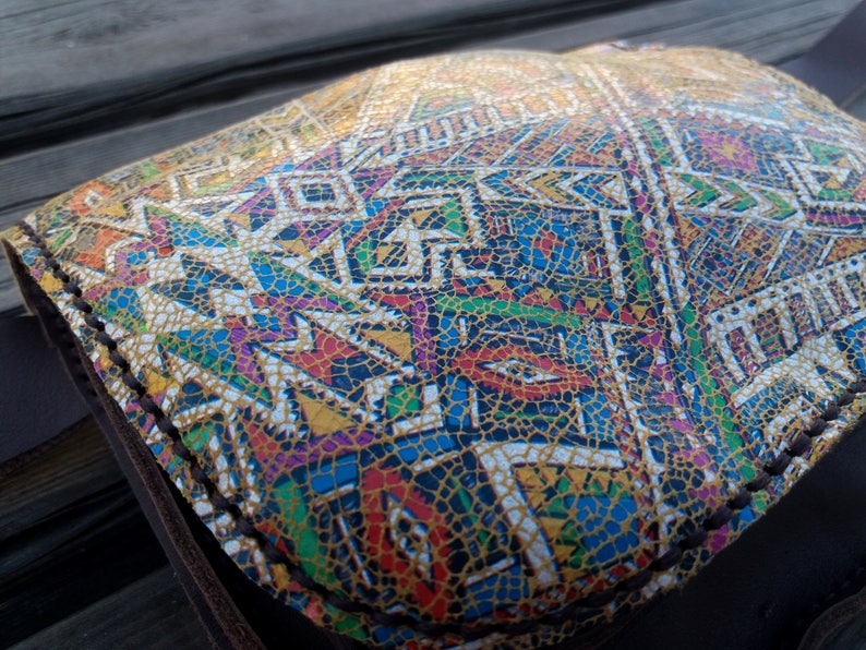 Printed leather fanny pack