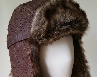 Steampunk Fish Leather Aviator Hat