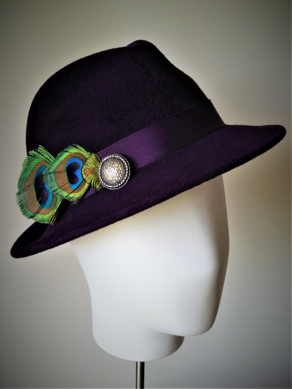 purple trilby hat