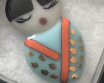 Japanese Doll Brooch