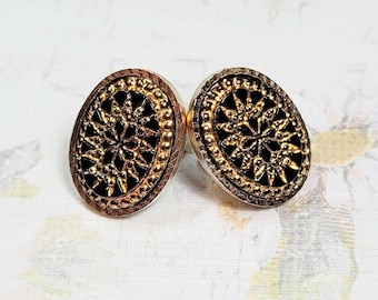 Antique Style Victorian Starburst Earrings, Post Earrings, Vintage Style, Classic Costume Jewelry, Upcycled Vintage Costume Jewelry Parts