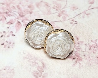 White Rose Earrings, Pearl Finish Flower Earrings, Faux Pearl Earrings, Bridal Earrings, Floral Post Earrings, White Earrings