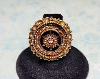 Victorian Starburst Ring, Big Vintage Style Ring, Antique Style Ring, Statement Ring, Adjustable Ring Size 6.5+, 18mm Focal