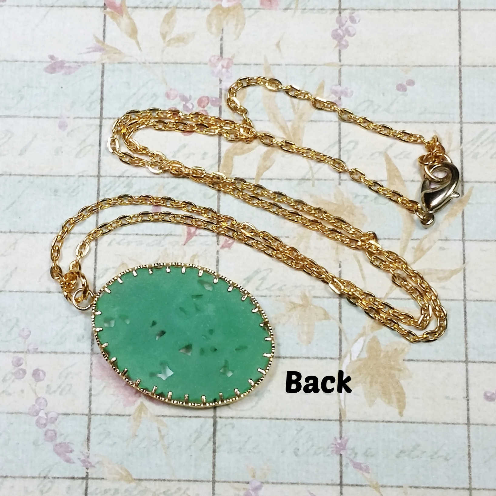 Vintage Green Pendant Carved Jade Glass Necklace Green | Etsy