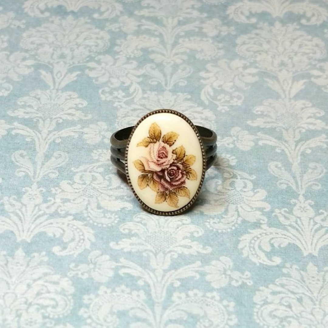 Antique Style Ring Victorian Ring Rose Cameo Ring Vintage - Etsy
