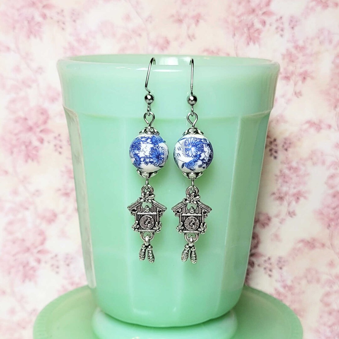 Antique Style Cuckoo Clock Earrings Vintage Style Earrings Etsy