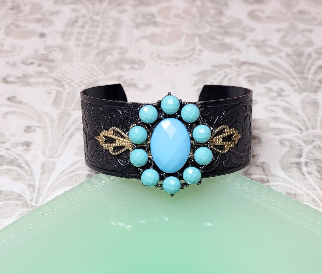 Repurposed Jewelry Cuff Bracelet, Upcycled Costume Jewelry, Cuff