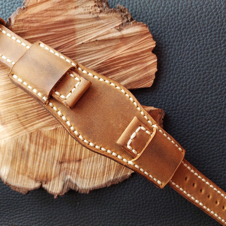 Unique Wide Stitched Leather Watch Strap Without Watch Case Etsy